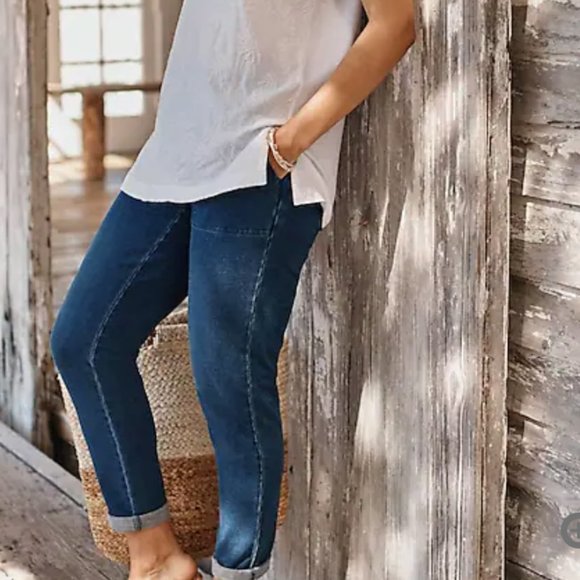 Pure Jill Indigo Tie-Waist Tapered Pants M - Picture 5 of 5